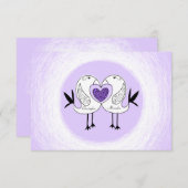 日付愛鳥RSVPカード紫色1を救って下さい 出欠カード (正面/裏面)