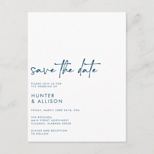 日付招待状はがきを保存 ポストカード (正面)