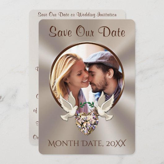 日付招待状をPHOTOで保存、カスタマイズ可能 招待状 (正面/裏面)