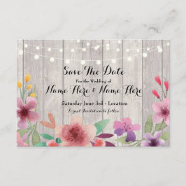 日付木製の素朴な花ライト招待を救って下さい セーブザデート