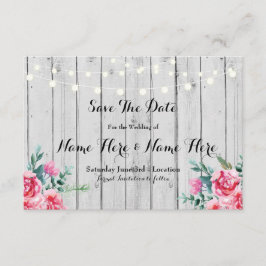 日付木製の赤く素朴な花ライト招待を救って下さい セーブザデート