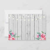 日付木製の赤く素朴な花ライト招待を救って下さい セーブザデート (裏面)