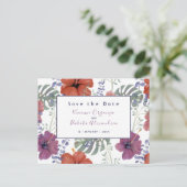 日付水色の熱帯花ハイビスカスを保存 ポストカード (スタンド正面)