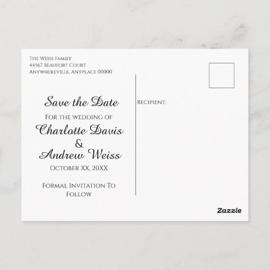 日付王室のを保存する青と金ゴールド ポストカード (裏面)