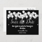 日付白黒バルーンを保存 案内ポストカード (正面/裏面)