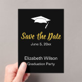 日付白黒金ゴールド卒業パーティーの保存 アクリル招待状 (インサイチュ (ポータブル))