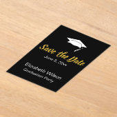 日付白黒金ゴールド卒業パーティーの保存 アクリル招待状 (レイダウン)