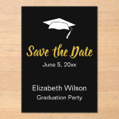 日付白黒金ゴールド卒業パーティーの保存 アクリル招待状 (正面)