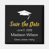 日付白黒金ゴールド卒業パーティーの保存 マグネット (正面)