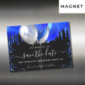 日付磁石を保王室の存する甘い16ブラックブルー マグネット招待状