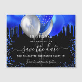 日付磁石を保王室の存する甘い16ブラックブルー マグネット招待状 (正面)