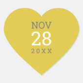 日付積み重シンプルねモダン型マスタードイエローグレイ ハートシール (正面)