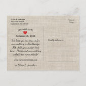 日付素朴の保存 |ヴィンテージ魅力的ハート 案内ポストカード (裏面)