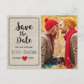 日付素朴の保存 |ヴィンテージ魅力的ハート 案内ポストカード (正面)