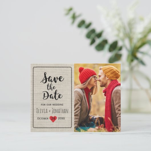 日付素朴の保存 |ヴィンテージ魅力的ハート 案内ポストカード (スタンド正面)