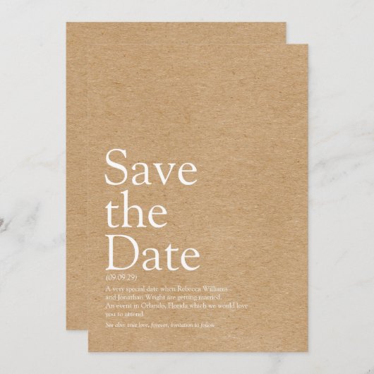 日付素朴の定義をミニマルに保存 招待状 (正面/裏面)