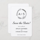 日付素朴を保存したシックなボタニカルな結婚式 セーブザデート (正面/裏面)