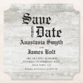 日付素朴を保存して漂白された木材の結婚式 ペーパーコースター (正面)