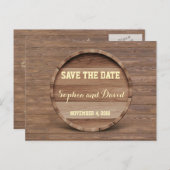 日付素朴を保存する木製のバレル結婚式 案内ポストカード (正面/裏面)