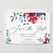 日付素朴を除くブルゴーニュ海軍フローラ結婚式 セーブザデート (正面)