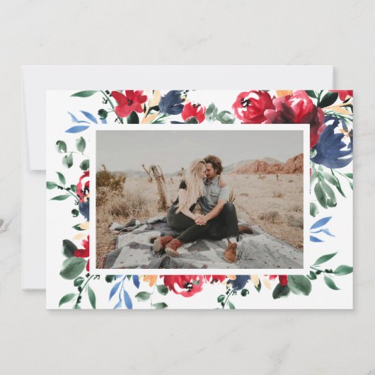 日付素朴を除くブルゴーニュ海軍フローラ結婚式 セーブザデート (裏面)