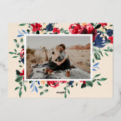 日付素朴を除くブルゴーニュ海軍フローラ結婚式 箔招待状 (裏面)