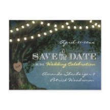 日付素朴カードを保存する彫りオークの木の結婚式