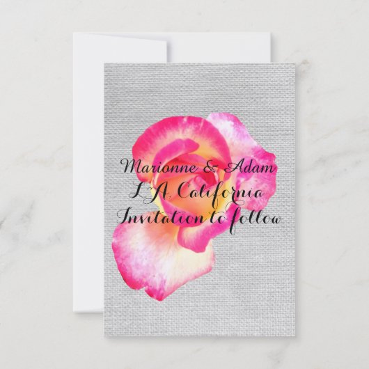 日付素朴カードを保存する,ピンクローズ セーブザデート (裏面)