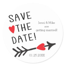 日付素朴ハート矢印結婚式用シールの保存