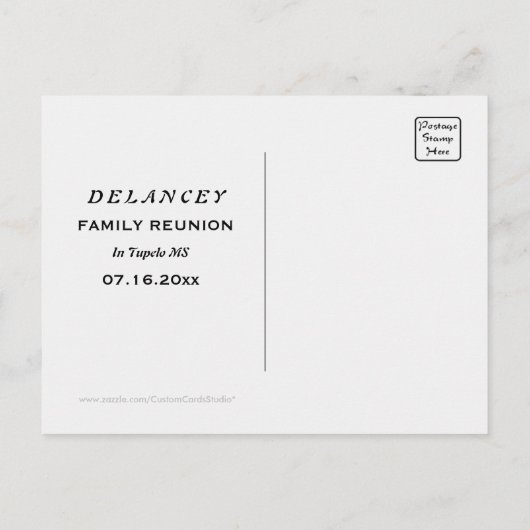 日付素朴ファミリ懇親会はがきを保存 案内ポストカード (裏面)