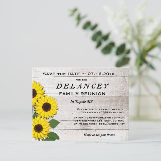 日付素朴ファミリ懇親会はがきを保存 案内ポストカード (スタンド正面)