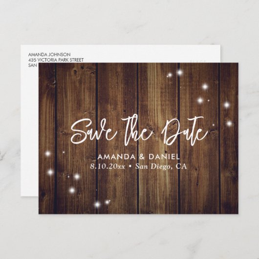 日付素朴ポストカードを保存する木婚式 案内ポストカード (正面/裏面)