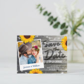 日付素朴招待状の保存 |ひまわり材 案内ポストカード (スタンド正面)