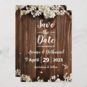 日付素朴招待状カードの保存 招待状 (正面/裏面)