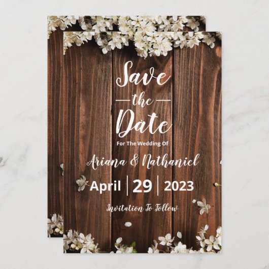 日付素朴招待状カードの保存 招待状 (正面/裏面)