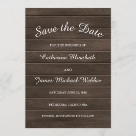 日付素朴招待状、木目の背景を保存 セーブザデート