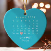 日付結婚したと写真が背面にある初めてのクリスマス オーナメント