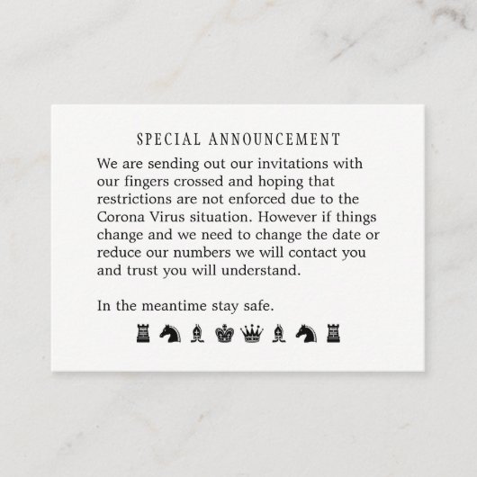 日付結婚の変更の可能性 エンクロージャーカード (正面)