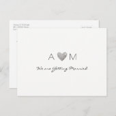 日付結婚の招待状を保存するためのラブのはがき 案内ポストカード (正面/裏面)