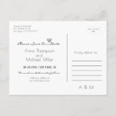 日付結婚の招待状を保存するためのラブのはがき 案内ポストカード (裏面)