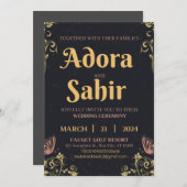 日付結婚式招待状カード編集テーブルの保存 招待状 (正面/裏面)