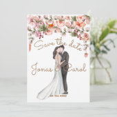 日付結婚式招待状水カラーフローラの保存 セーブザデート (スタンド正面)