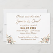 日付結婚式招待状水カラーフローラの保存 セーブザデート (裏面)