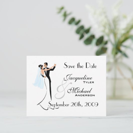 日付結婚式招待状葉書の保存 案内ポストカード (スタンド正面)