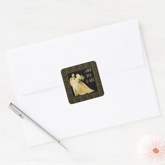 日付結婚式用シールの保存 スクエアシール (封筒)