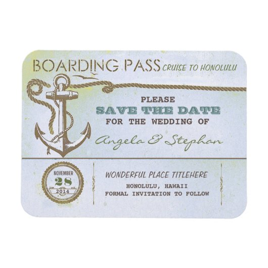 日付航海の磁石を保存する宛先ウェディング マグネット (横)