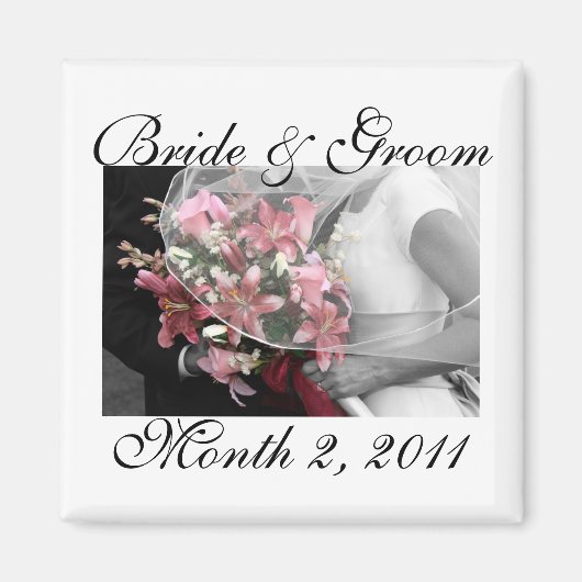 日付芸術的の磁石結婚を保存 マグネット (正面)