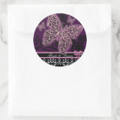 日付蝶の渦巻きピンク黒と白を保存 ラウンドシール (バッグ)