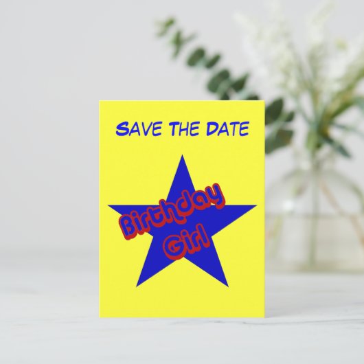 日付誕生日の女の子はがきを保存おもしろいする 案内ポストカード (スタンド正面)