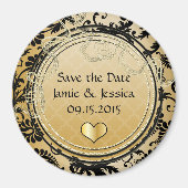 日付金ゴールドと黒ヴィンテージのマグネットの保存 マグネット (正面)